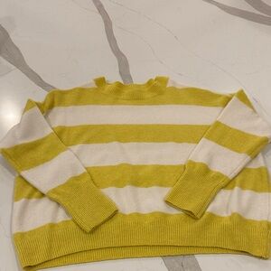 Vince Camuto Yellow and Cream Striped Sweater